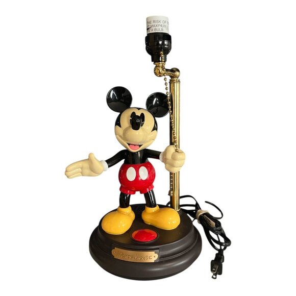 Disney Talking Mickey Mouse Lamp – 1990s – 15" x 7.5" – Tested – No Shade